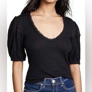 Free People St James Lace-Inset Top in Black 🖤